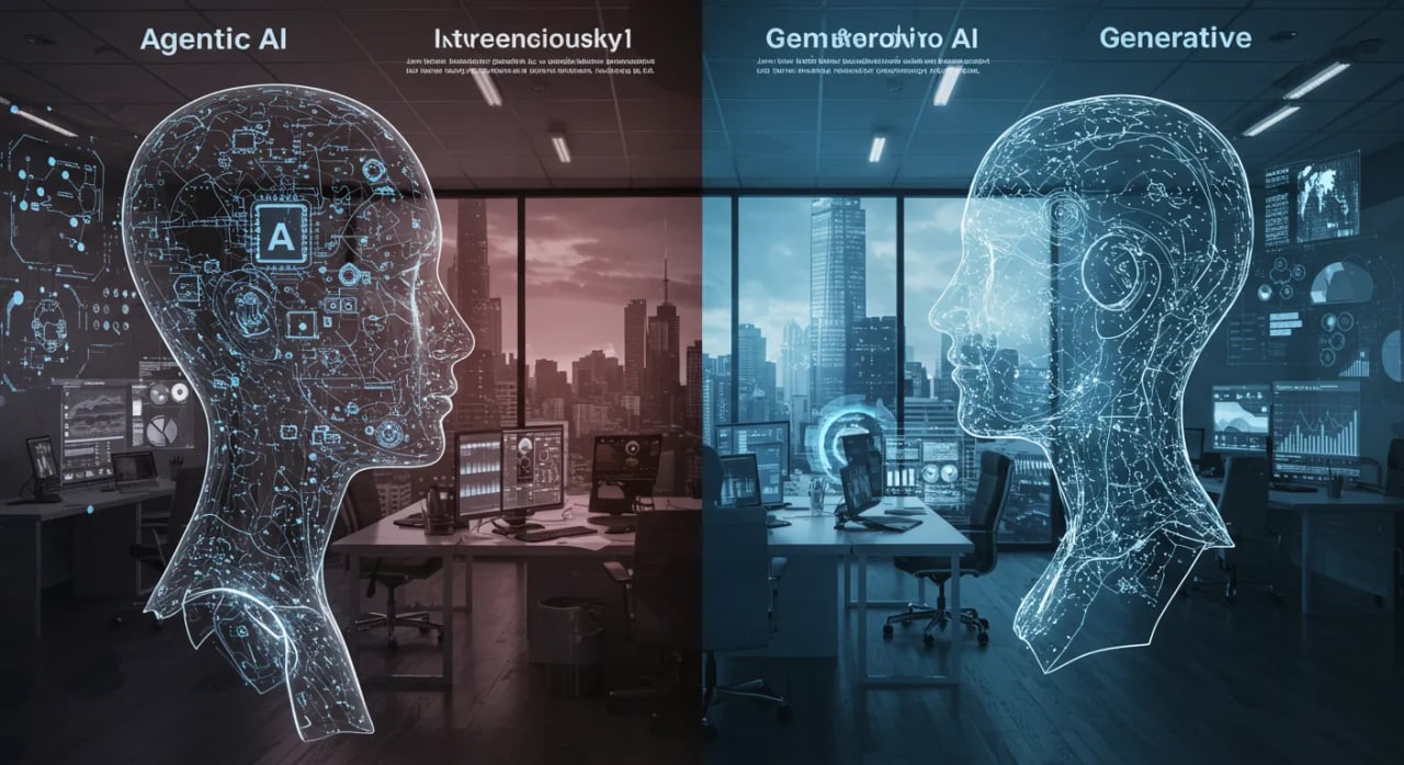 Agentic AI oder Generative KI? Wie autonome KI Entscheidungsprozesse, Innovation und Arbeit neu erfindet Cover